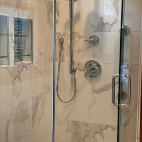 Carrara marble shower remodel
