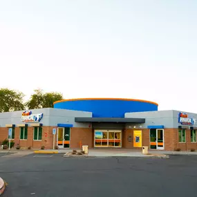 Desert Financial Credit Union's Phoenix - East Bell branch, exterior and parking lot from the main street entrance