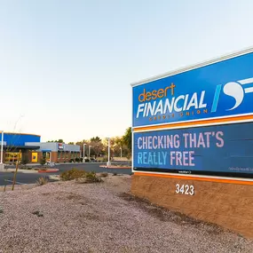 Desert Financial Credit Union's Phoenix - East Bell branch, exterior main street entrance sign