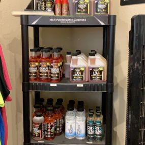 We have a full line of hotshots secret additives as well as 15w-40 full synthetic motor oil and transmission oil.