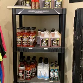 We have a full line of hotshots secret additives as well as 15w-40 full synthetic motor oil and transmission oil.