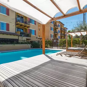 Pool view at The Verandas in Canoga Park