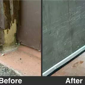 A local business was concerned about raccoons and rodents. We custom fabricated the metal door frame wrap and the crawl space entry access. An Xcluder door sweep was installed. The bottom of the concrete stoop/steps was an entry point that was excluded using Pest Blok.