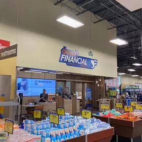 View of the front lobby of Desert Financial Credit Union inside the Apache Junction Fry's