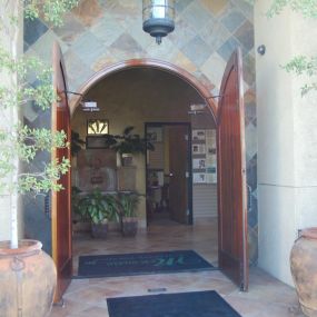 The front doors at McKenzie Mortuary Services