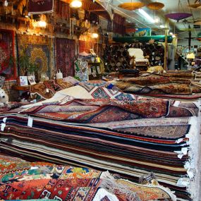 Huge selection of hand-tied oriental rugs.