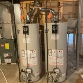 Twin 50 gallon installation w/thermostatic tank booster