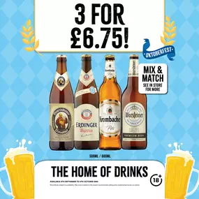 3 for £6.75 on selected beers