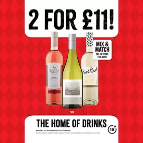 2 for £11 on selected wines