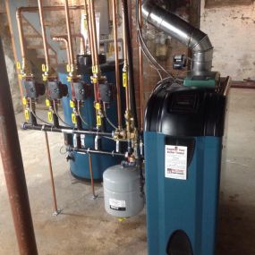 Burnham 84% AFUE 105 Series 3 Boiler and Burnham Alliance 35 Gallon Indirect Water Heater in Milford, CT.