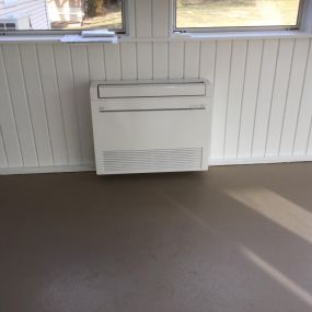 Mitsubishi Ductless Heat Pump with Floor Mounted Indoor Unit Installed in Milford, CT.