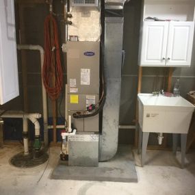 Carrier Air Handler installed in a basement in Woodbridge, CT