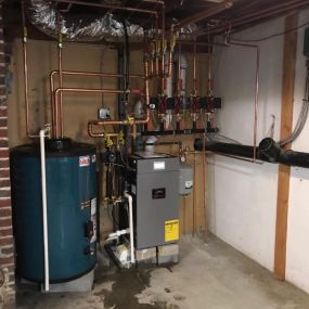 Burnham Alpine ALP105 Gas Boiler and Burnham 50 Gallon Indirect Water Heater installed in Milford, CT.