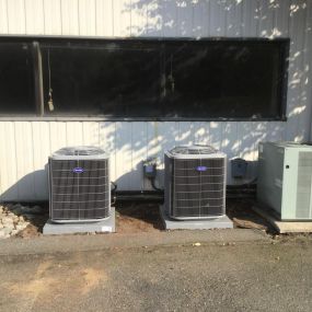 Two Carrier Comfort 3 Ton 13 SEER Air Conditioning Systems Installed in Orange, CT.