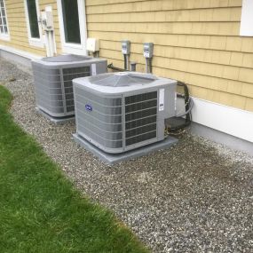 Two Carrier Performance 16 SEER Air Conditioning Systems installed in Southport, CT.