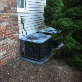 Two Carrier Comfort 2 - 3 Ton Central Air Conditioning Systems installed in Southport, CT.