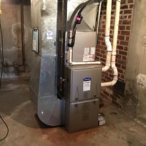 Carrier Comfort 95% AFUE 80,000 BTU 4 Way Multipoise ECM Condensing Gas Furnace Installed in Milford, CT.
