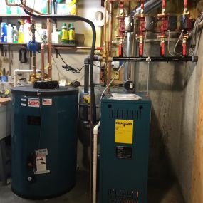 Burnham 70 BTU Gas Boiler and Burnham 50 Gallon Indirect Water Heater Installed in Stratford, CT.