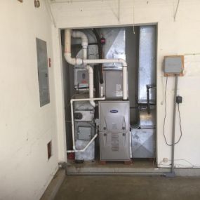 Carrier Comfort 95% AFUE 80000 BTUH 4 Way Multipoise ECM Condensing Gas Furnace and Carrier Coil Installed in Wilton, CT.