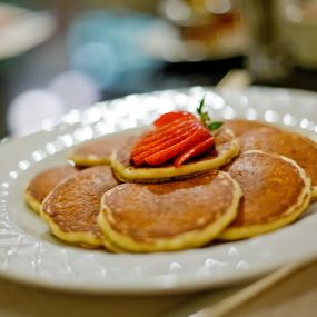 Stack of our delicious silver dollar pancakes