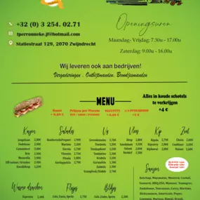 Onze Menu - 't Peronneke - Belegde broodjes - lunch - Snacks