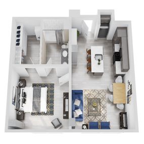 The Blonde 04/04 Prime 1 Bedroom Apartment Floor Plan