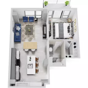 The Blonde 05 Prime 1 Bedroom Apartment Floor Plan