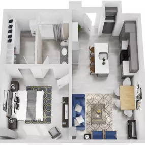 The Blonde 04/04 Prime 1 Bedroom Apartment Floor Plan
