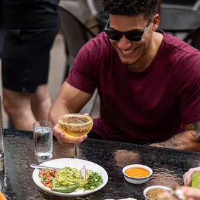 No shortcuts. Just brilliance in the basics. 
Our house-made guacamole is prepared fresh throughout the day, because fresh isn’t optional, it’s essential!
Loaded with pico, cilantro, and cotija—scoop it up with chips or crunchy veggies and thank us later.