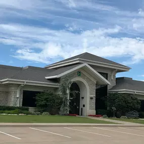 Built 2004, Mabrey Bank's Broken Arrow location is known for the bronze sculpture at the entrance, 