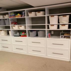 There are few things we love more than an organized basement. Check out this Basement Storage system we created for this home! The perfect way to keep the clutter away! #TailoredLivingNianticMystic #StorageSolutions #GetOrganized #FreeConsultation