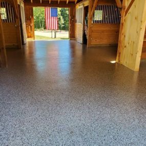 Just because it’s a stable doesn’t mean you have to live with an ugly concrete floor! We installed an Epoxy Floor in this Stonington stable—and the results are breathtaking! #TailoredLivingNianticMystic #EpoxyFloors #FreeConsultation #TailoredToYourNeeds