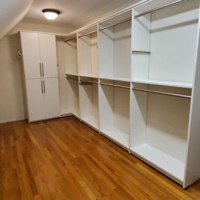 Got a spare room? Then let yourself be inspired by this Ledyard home! Here, we came in and installed shelves and other fixtures to create a gorgeous—and enormous—walk-in closet with so much storage potential! #TailoredLivingNianticMystic #LedyardCT #ClosetUpgrade #FreeConsultation