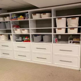 There are few things we love more than an organized basement. Check out this Basement Storage system we created for this home! The perfect way to keep the clutter away! #TailoredLivingNianticMystic #StorageSolutions #GetOrganized #FreeConsultation