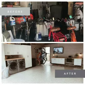 No matter the size, your family's garage can be functional and clutter-free! Simplicity is key in all spaces. A custom designed garage cabinetry is exactly what you need to stay organized and productive.  Schedule a free consultation today to explore all of your design options! #clutterfree #customc