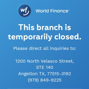 Temporary Branch Closure