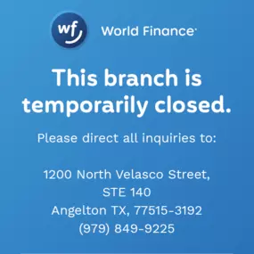 Temporary Branch Closure