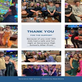 We love getting to contribute and be part of our awesome community! Over 200 young adults attended the Severance High School After Prom Event 2024.