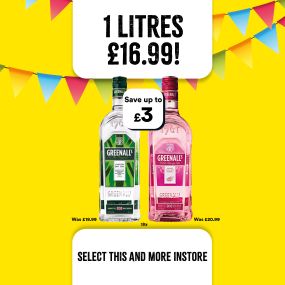 greenalls 1 litre spirits only £16.99 at select convenience