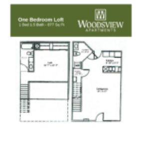 Woodsview Apartments Floor Plan One Bedroom Loft, One Bedroom 1.5 Bath Apartment in Janesville Wisconsin