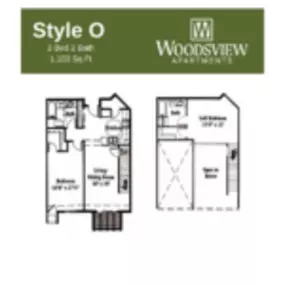 Woodsview Apartments Floor Plan O, Two Bedroom Two Bath Apartment in Janesville Wisconsin