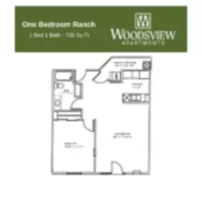 Woodsview Apartments Floor Plan One Bedroom Ranch, One Bedroom One Bath Apartment in Janesville Wisconsin