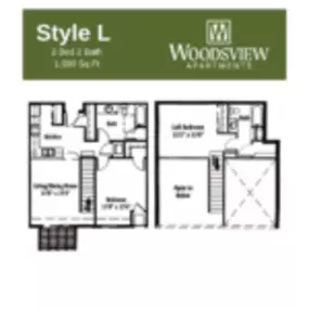 Woodsview Apartments Floor Plan L, Two Bedroom Two Bath Apartment in Janesville Wisconsin