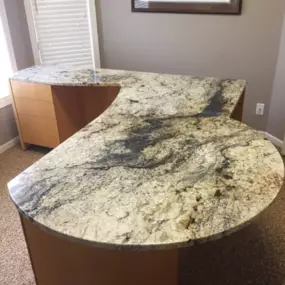 No matter where you need stone installed, Exquisite Stone has got you. Office's are a great place for stone installment! Contact us today or visit our website to see our options.