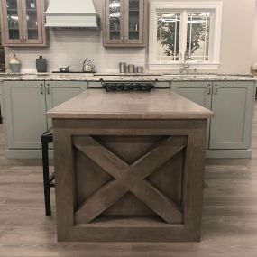 Great View of a unique kitchen island