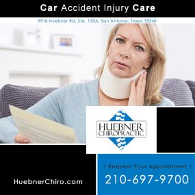 Car accident injury care San Antonio, TX by Huebner Chiropractic. Call: 210-697-9700 or visit our website https://www.huebnerchiro.com.