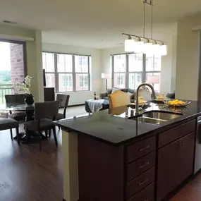 Lilly Preserve Apartments Kitchen Island and dining area