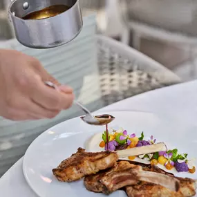 Colorado Lamb Chops with Paloise gastrique in The Restaurant at Hotel Bel-Air
