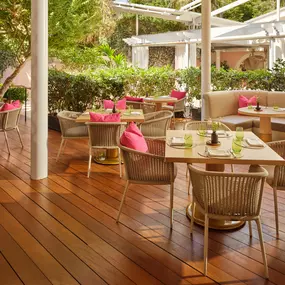 Porch seating at The Restaurant at Hotel Bel-Air
