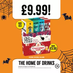 £9.99 each on selected 8 / 10 pack beers & ciders.